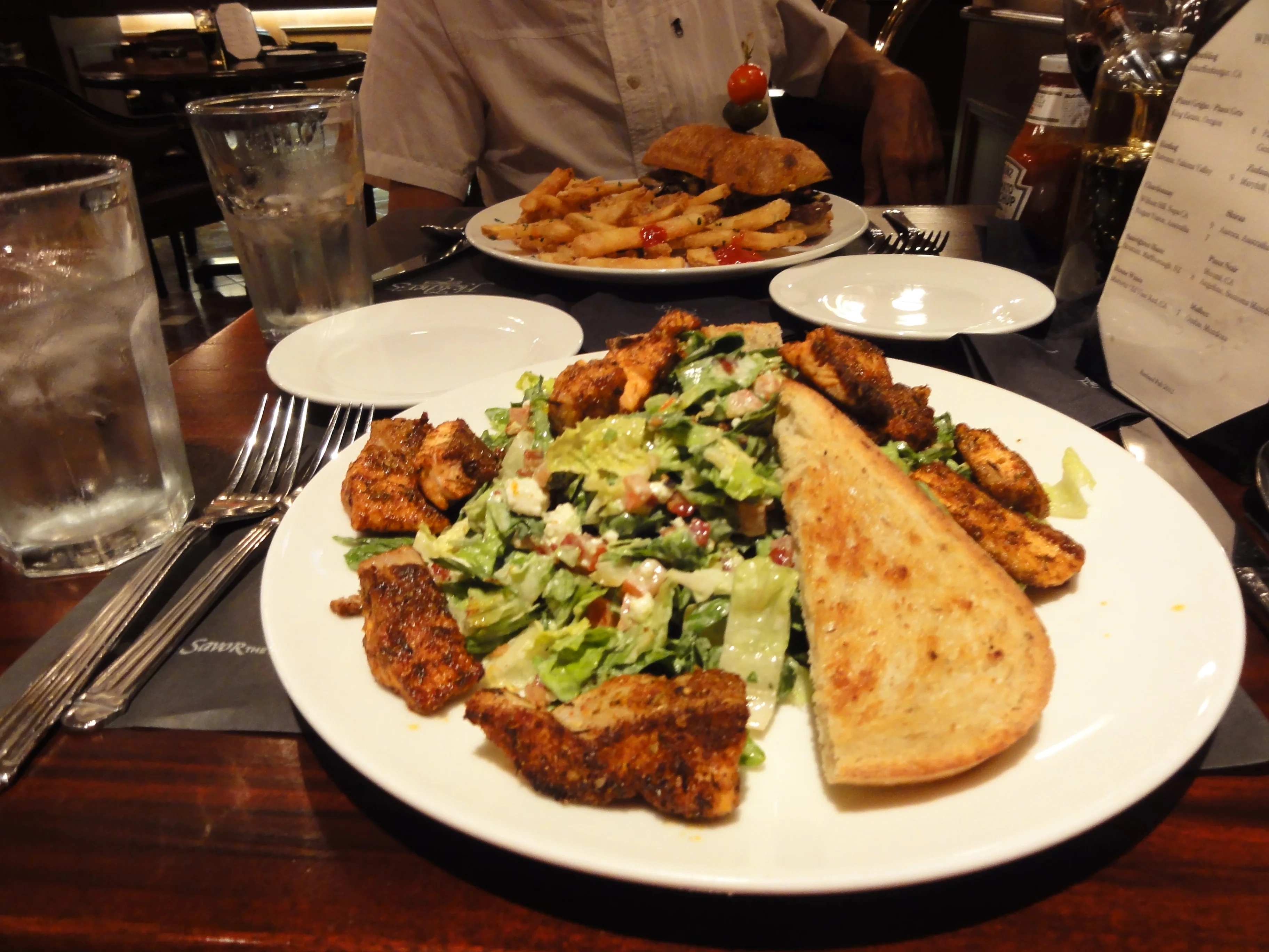 DSC01166 lunch Fletcher's rest in Capt Cook hotel, salmon salad and steak and cheese sandwich.webp